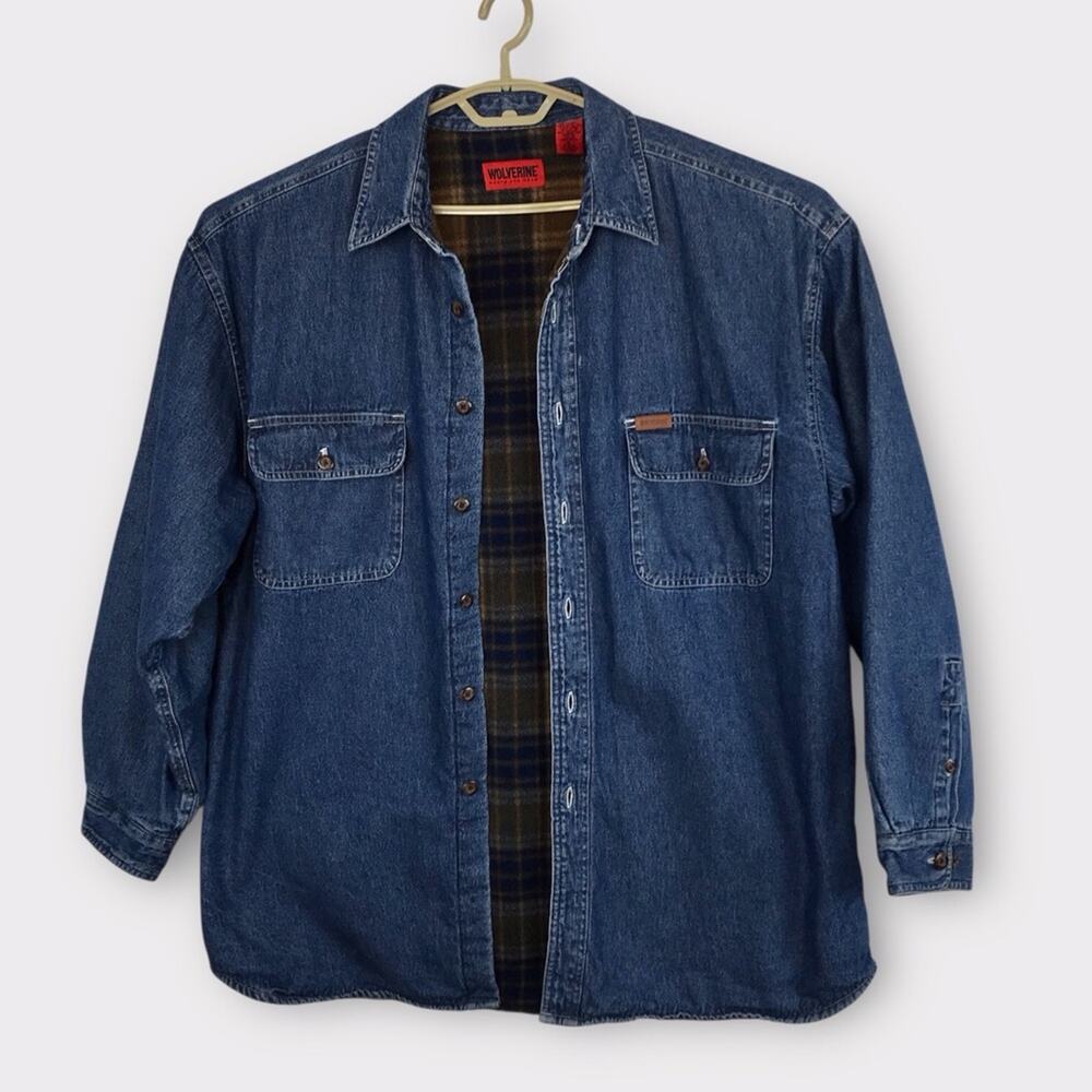 Wolverine Vintage Denim Overshirt Jacket Flannel Lined